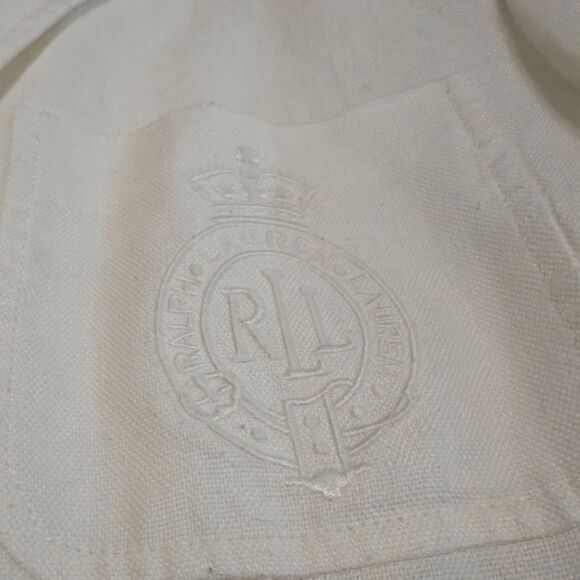 VTG Ralph Lauren 100% Linen White Cream Blazer Gold tone buttons size L - Picture 3 of 9
